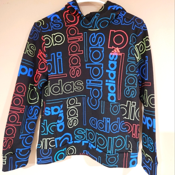 adidas Other - NWT Adidas kids hoodie black adidas color print size 10/12